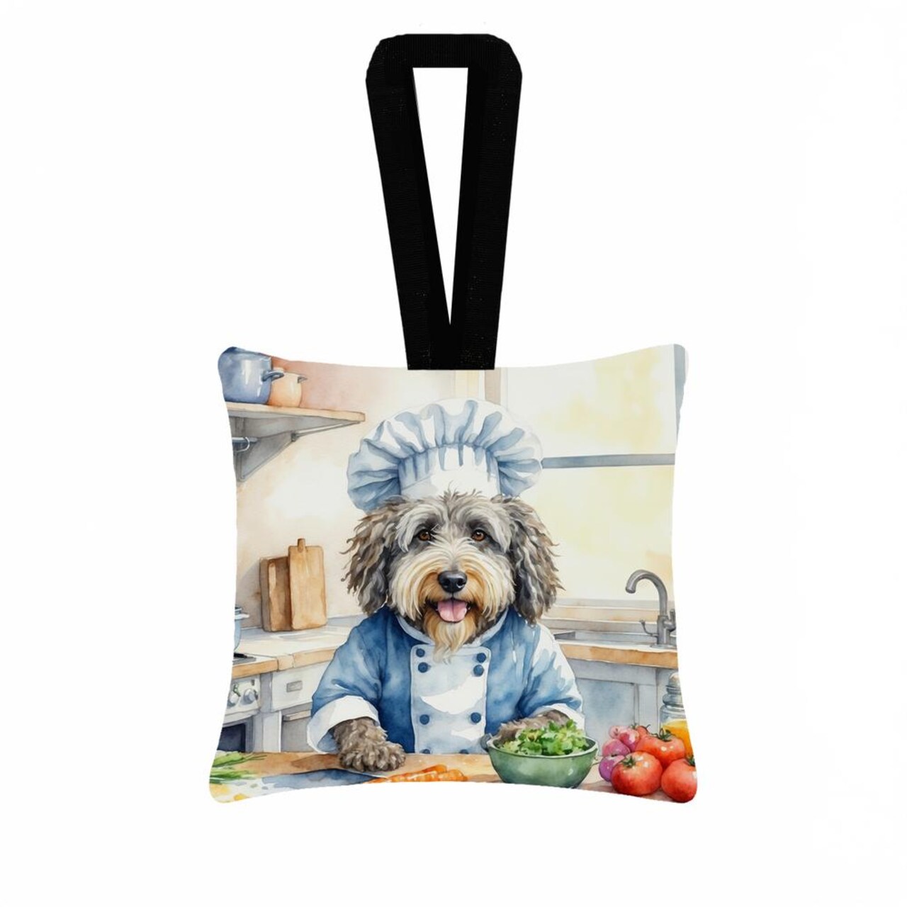 Edge Collections - 3.5" × 3.5" - Bergamasco Sheepdog Chef Hanging Fabric Ornament Decorative Door Knob Tree Hanger Soft Fabric - 1 Piece
